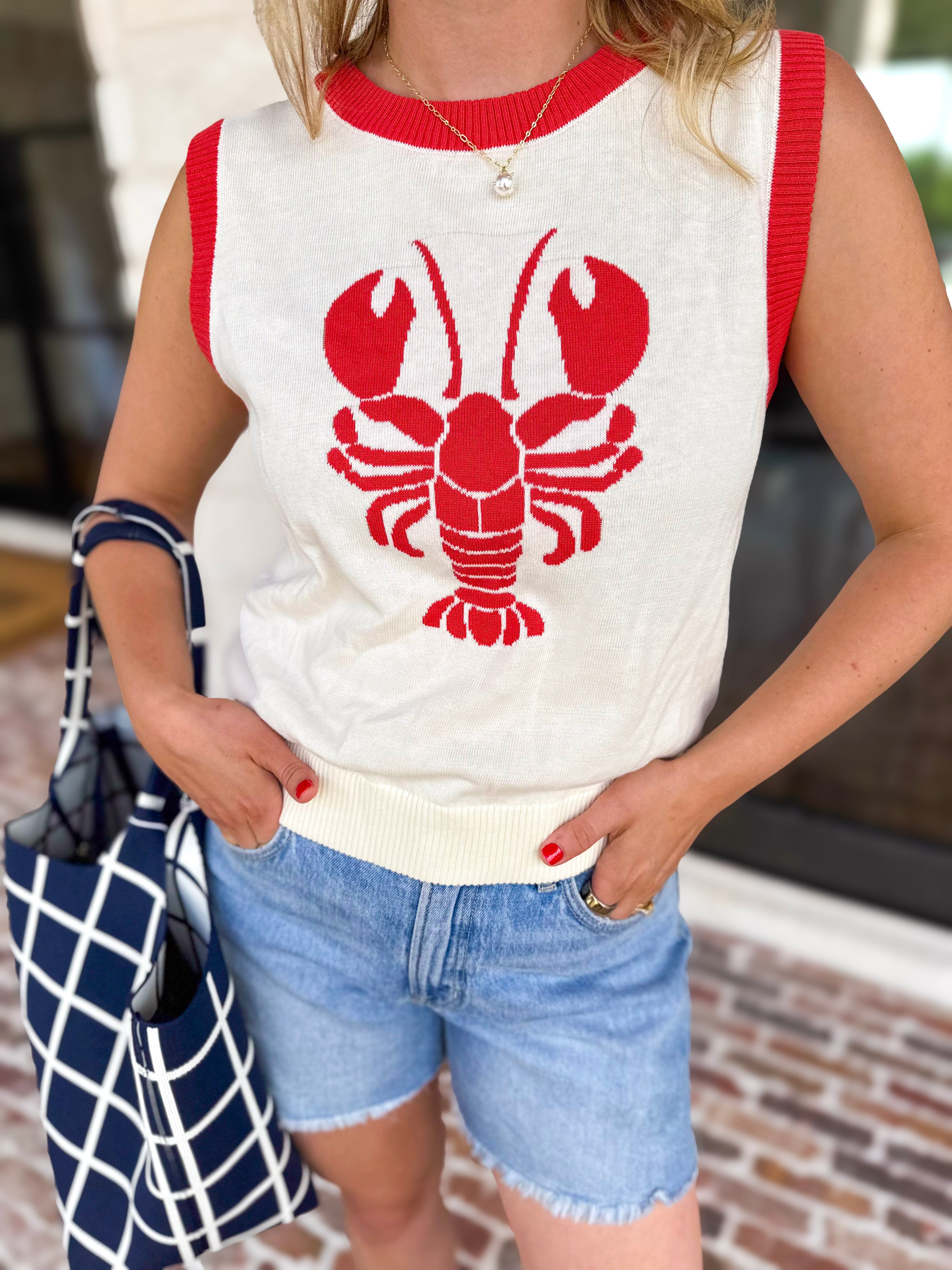 Lobster Knit Tank-230 Sweaters/Cardis-FATE-July & June Women's Fashion Boutique Located in San Antonio, Texas