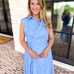 The Polished Light Blue Midi Dress-500 Midi-ENTRO-July & June Women's Fashion Boutique Located in San Antonio, Texas