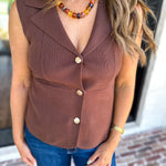 In Style Knit Vest - Espresso-200 Fashion Blouses-SKIES ARE BLUE-July & June Women's Fashion Boutique Located in San Antonio, Texas