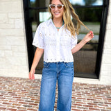 THML - Summertime Eyelet Blouse-200 Fashion Blouses-THML-July & June Women's Fashion Boutique Located in San Antonio, Texas