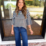 The Coffee Run Tee - Blue Mocha-210 Casual Blouses-ENTRO-July & June Women's Fashion Boutique Located in San Antonio, Texas