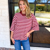 The Coffee Run Tee - Pink Sangria-210 Casual Blouses-ENTRO-July & June Women's Fashion Boutique Located in San Antonio, Texas