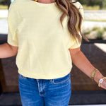 Textured Everyday Knit Top - Lemon-230 Sweaters/Cardis-ALLIE ROSE-July & June Women's Fashion Boutique Located in San Antonio, Texas