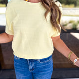 Textured Everyday Knit Top - Lemon-230 Sweaters/Cardis-ALLIE ROSE-July & June Women's Fashion Boutique Located in San Antonio, Texas