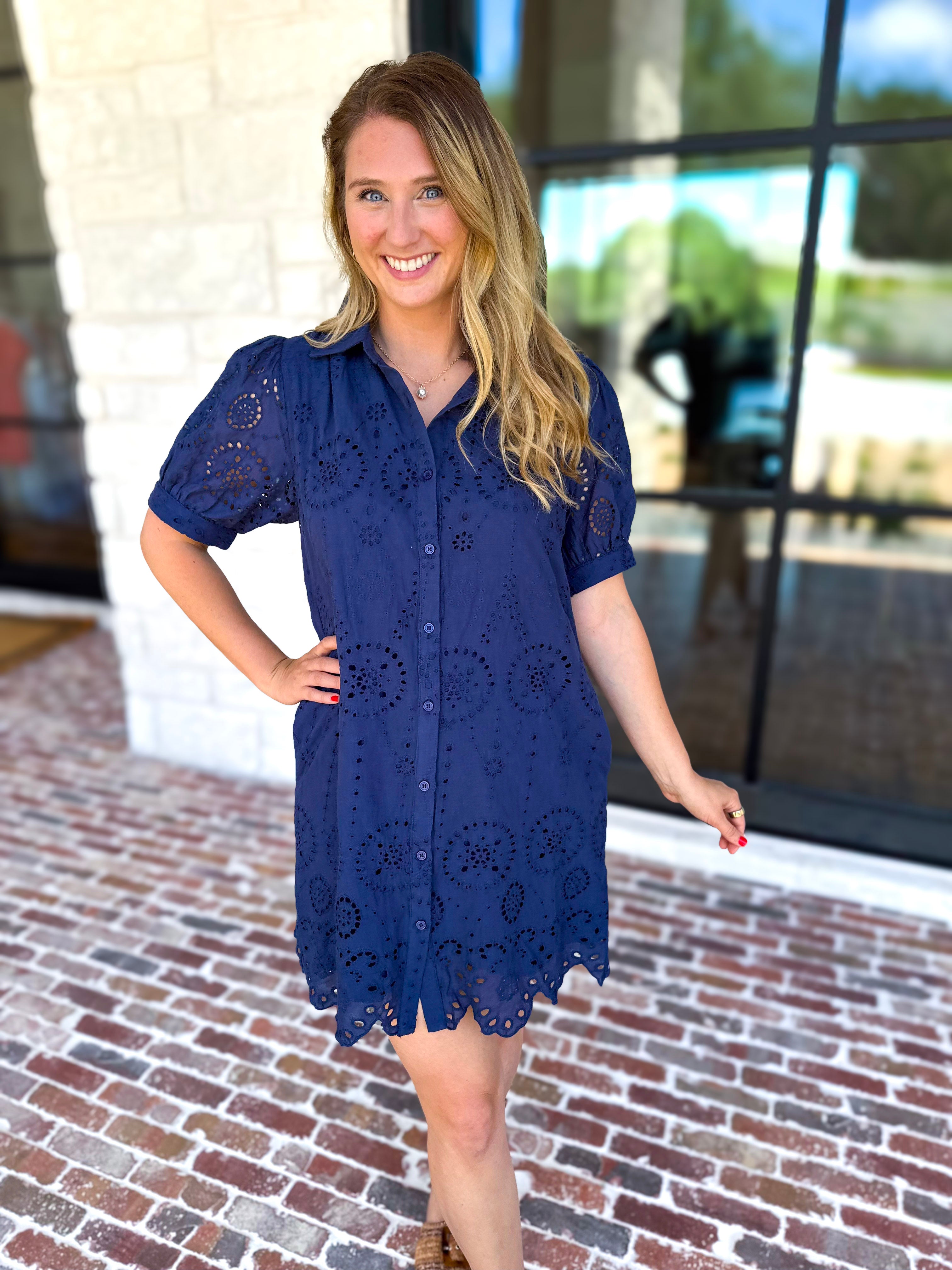 Seagrove Navy Mini Dress-510 Mini-JODIFL-July & June Women's Fashion Boutique Located in San Antonio, Texas