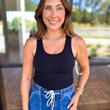 Everyday Built-in-Bra Tank - Black-220 Basic Tops-MONO B-July & June Women's Fashion Boutique Located in San Antonio, Texas