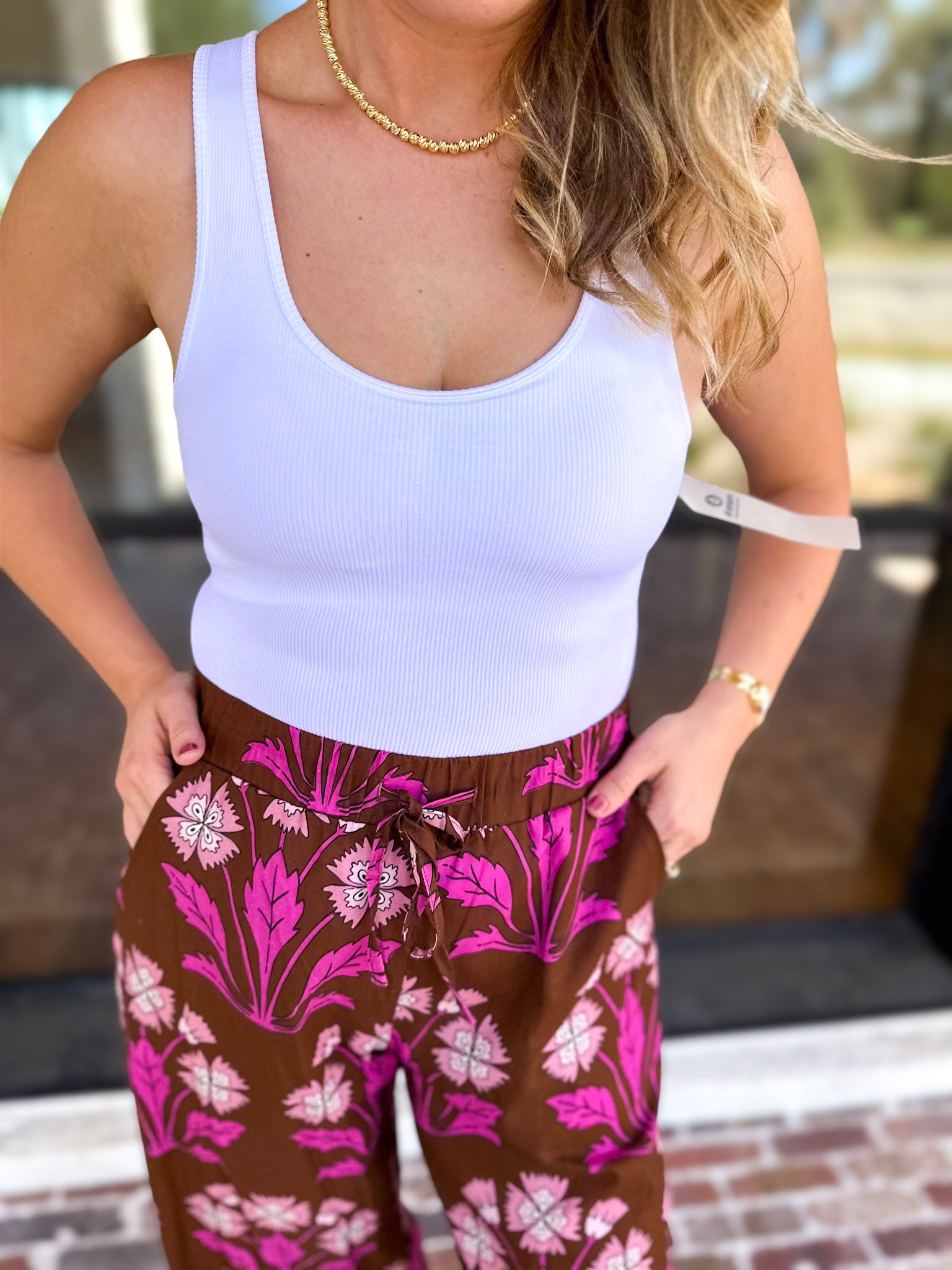 Everyday Built-in-Bra Tank - White-220 Basic Tops-MONO B-July & June Women's Fashion Boutique Located in San Antonio, Texas