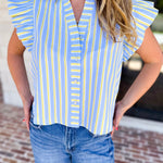 THML - Boardwalk Stripe Blouse-200 Fashion Blouses-THML-July & June Women's Fashion Boutique Located in San Antonio, Texas