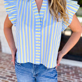 THML - Boardwalk Stripe Blouse-200 Fashion Blouses-THML-July & June Women's Fashion Boutique Located in San Antonio, Texas