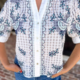 THML - Geometric Floral Blouse-200 Fashion Blouses-THML-July & June Women's Fashion Boutique Located in San Antonio, Texas