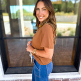 Everyday Essential V-Neck Tee - Honey-210 Casual Blouses-MONO B-July & June Women's Fashion Boutique Located in San Antonio, Texas