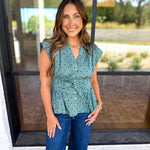 Girls Night Out Blouse - Teal-200 Fashion Blouses-ENTRO-July & June Women's Fashion Boutique Located in San Antonio, Texas