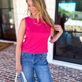 Liverpool - Hot Pink Boatneck Knit Top-200 Fashion Blouses-LIVERPOOL JEANS COMPANY-July & June Women's Fashion Boutique Located in San Antonio, Texas