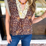 THML - Fall Hues Mixed Print Blouse-200 Fashion Blouses-THML-July & June Women's Fashion Boutique Located in San Antonio, Texas