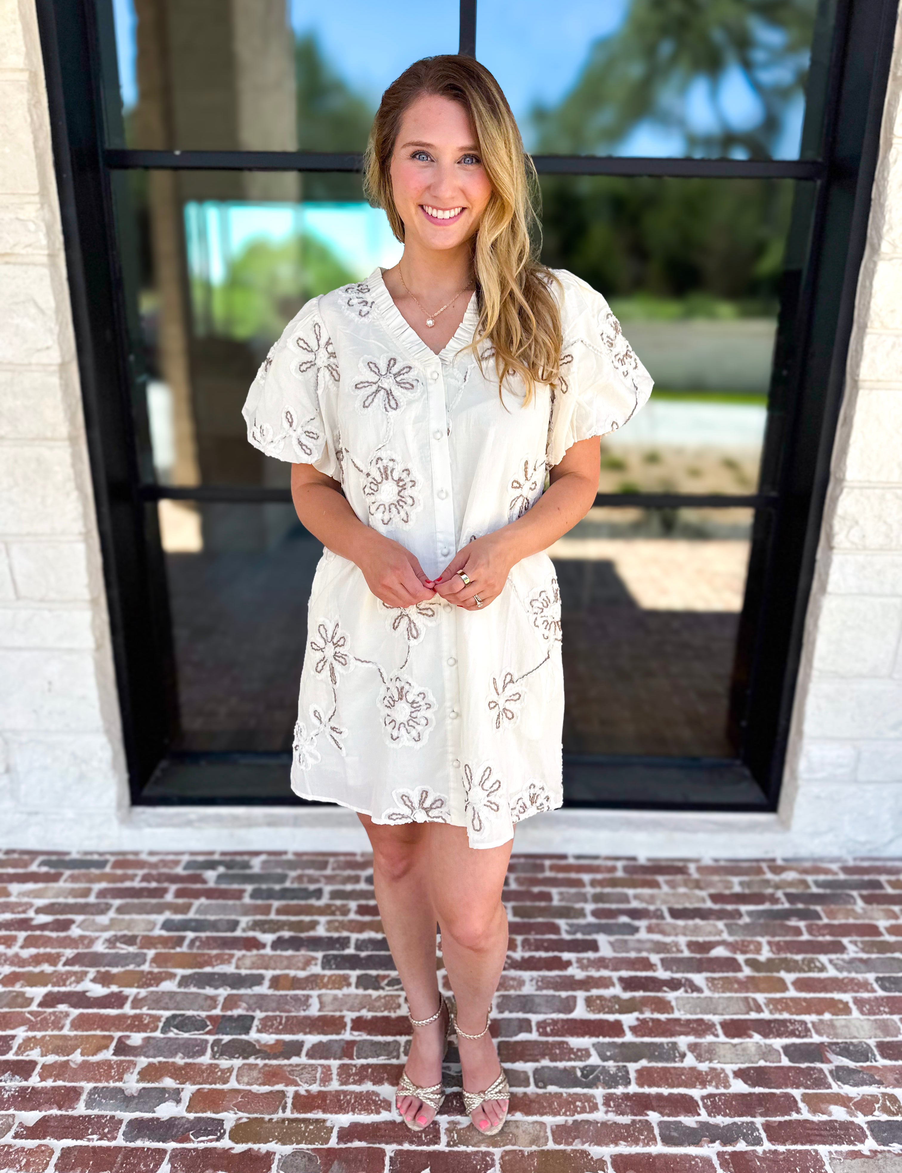Ivory Sands Floral Mini Dress-510 Mini-JODIFL-July & June Women's Fashion Boutique Located in San Antonio, Texas