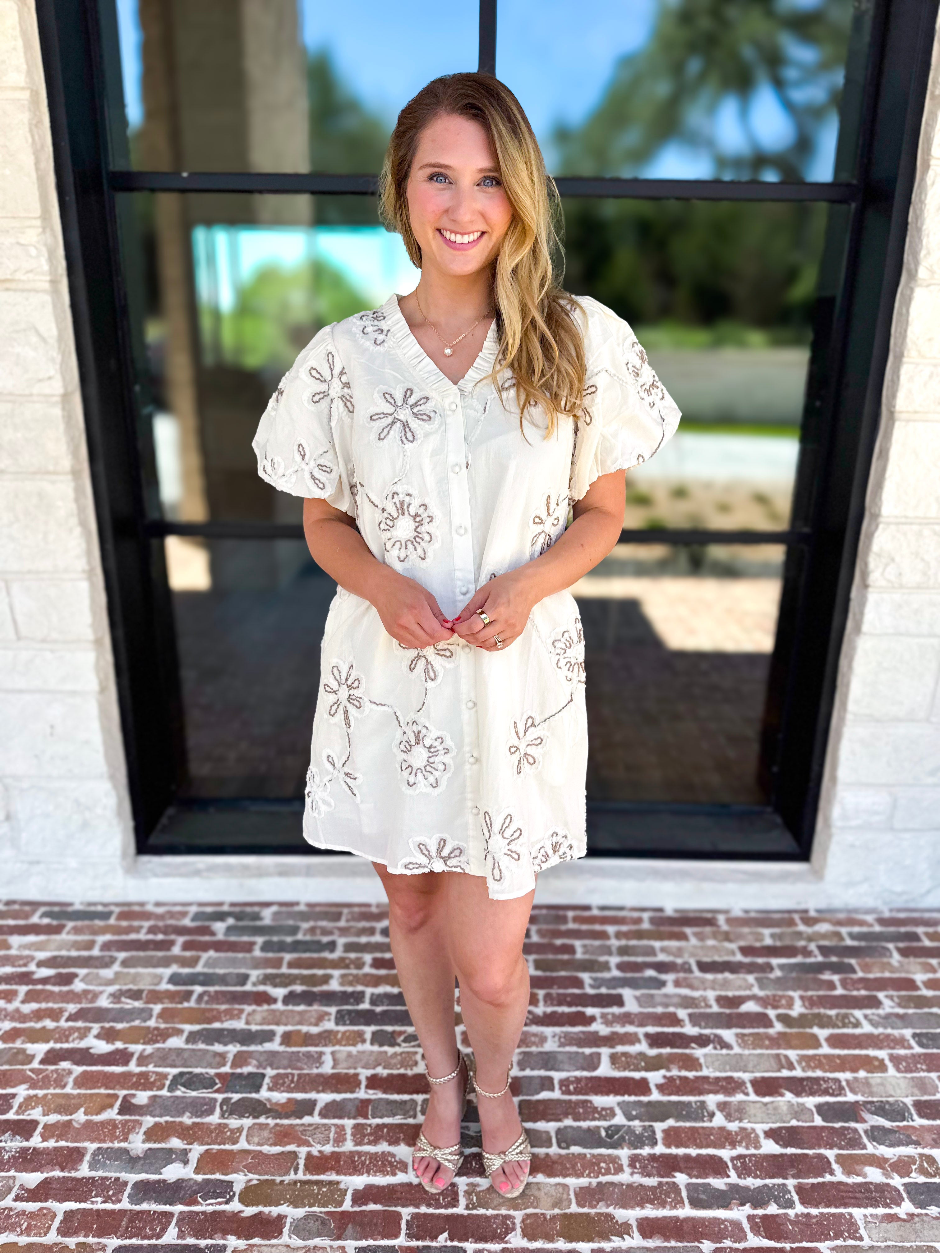 Ivory Sands Floral Mini Dress-510 Mini-JODIFL-July & June Women's Fashion Boutique Located in San Antonio, Texas