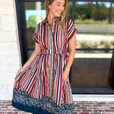 Simply Classic Stripe & Floral Midi Dress-500 Midi-TCEC-July & June Women's Fashion Boutique Located in San Antonio, Texas