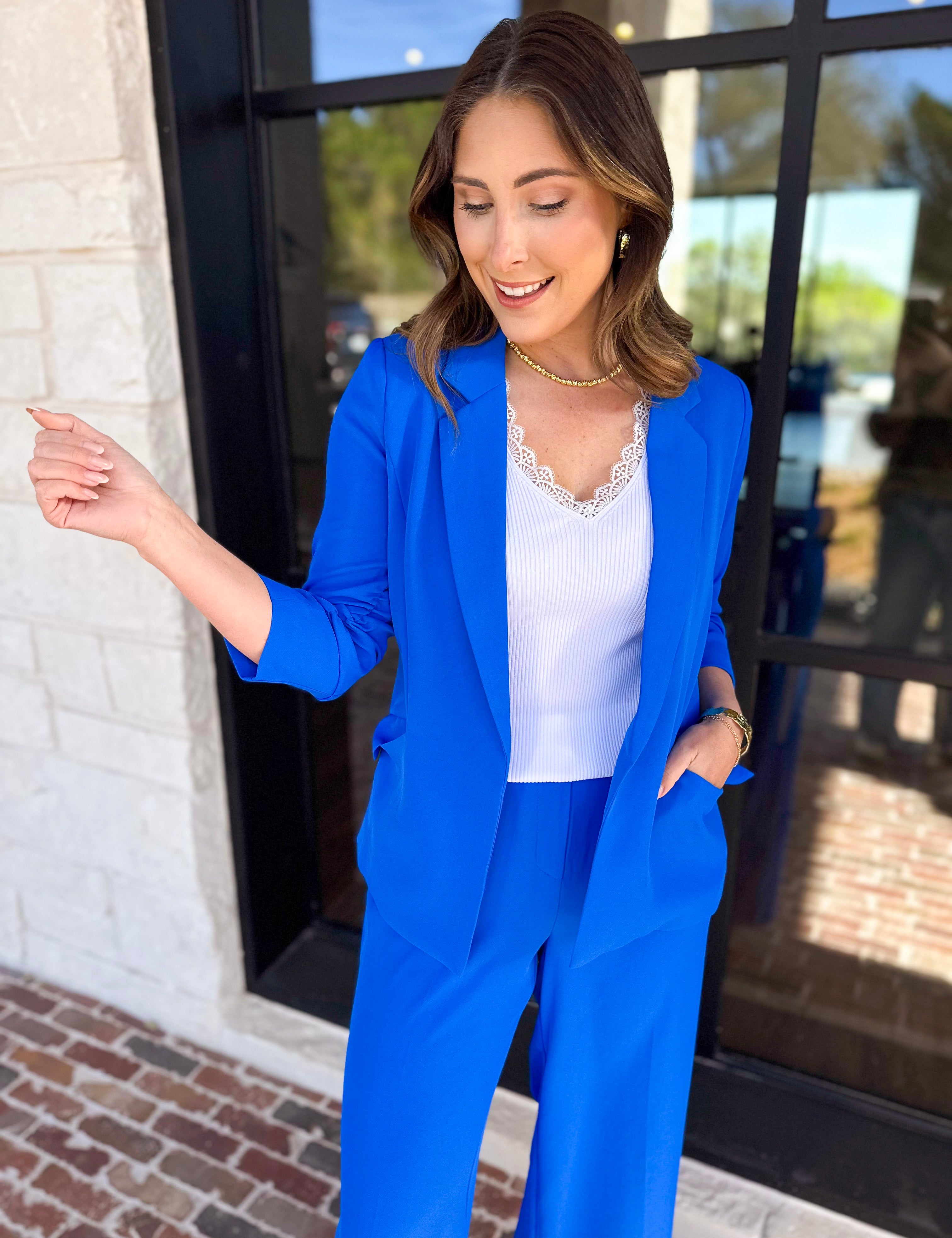 The It Girl Blazer - Electric Blue-600 Outerwear-SKIES ARE BLUE-July & June Women's Fashion Boutique Located in San Antonio, Texas