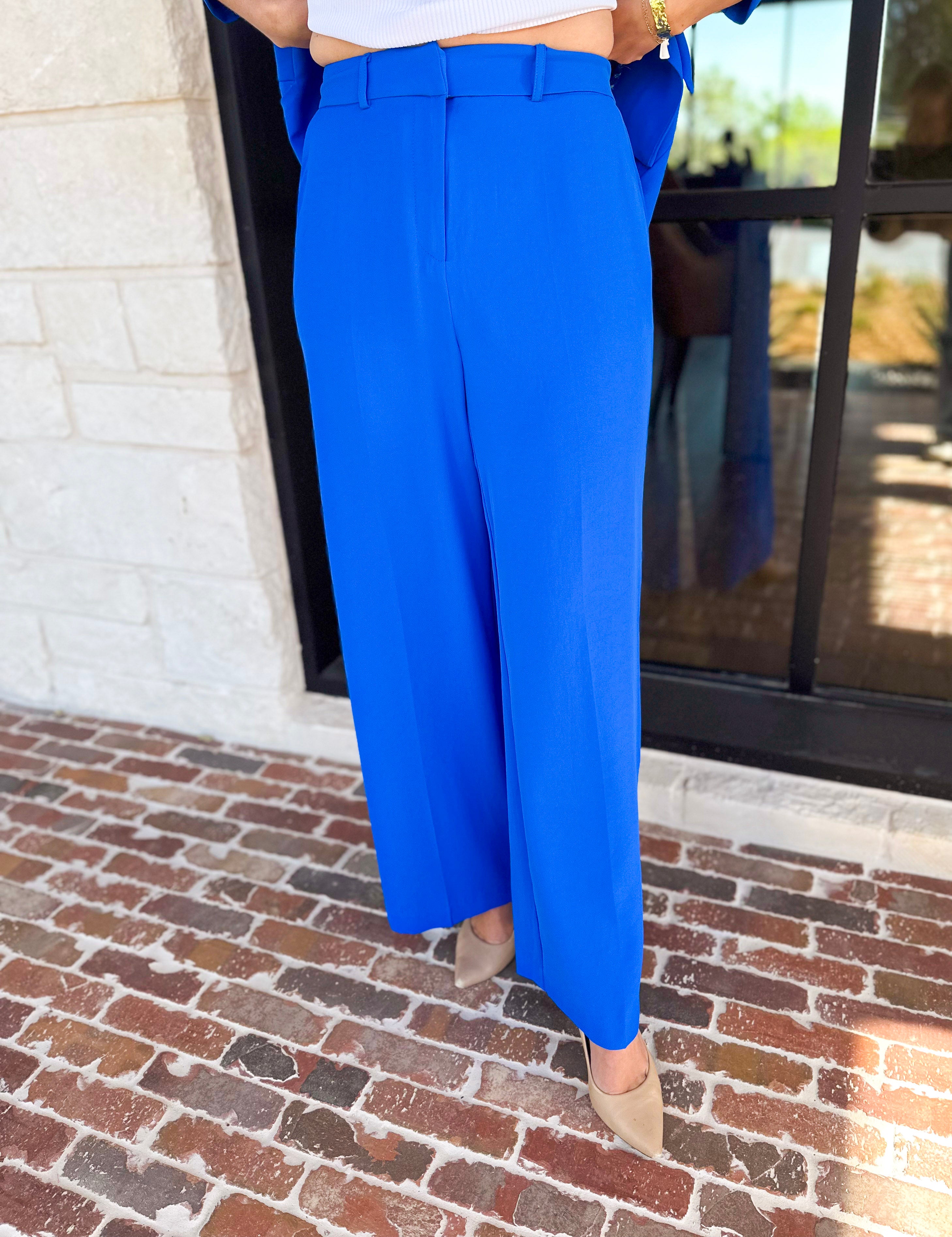 Spring It Girl Trouser - Electric Blue-400 Pants-SKIES ARE BLUE-July & June Women's Fashion Boutique Located in San Antonio, Texas