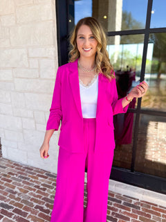 The It Girl Blazer - Hot Pink-600 Outerwear-SKIES ARE BLUE-July & June Women's Fashion Boutique Located in San Antonio, Texas