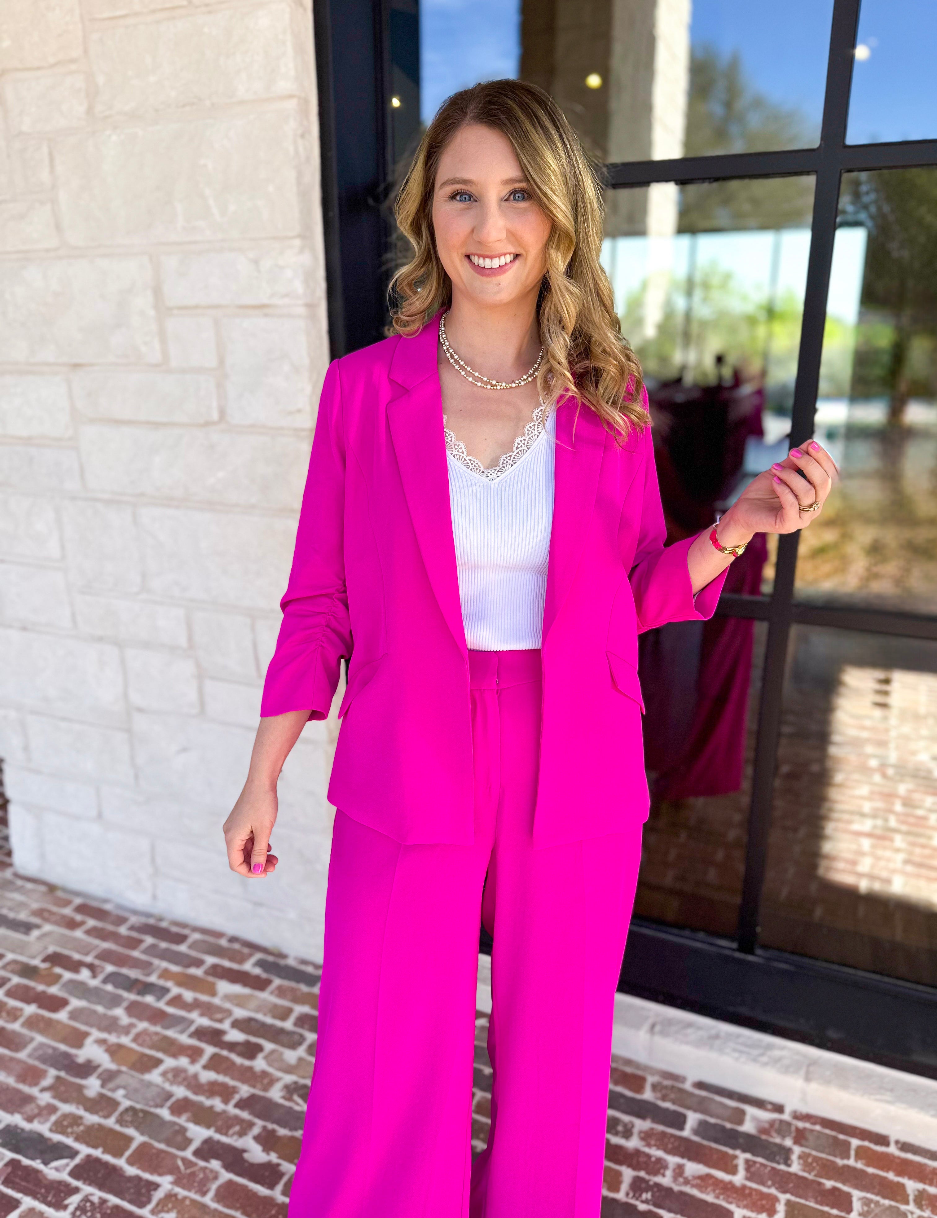 The It Girl Blazer - Hot Pink-600 Outerwear-SKIES ARE BLUE-July & June Women's Fashion Boutique Located in San Antonio, Texas