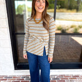Liverpool - Twist Boat Neck Knit Top-200 Fashion Blouses-LIVERPOOL JEANS COMPANY-July & June Women's Fashion Boutique Located in San Antonio, Texas