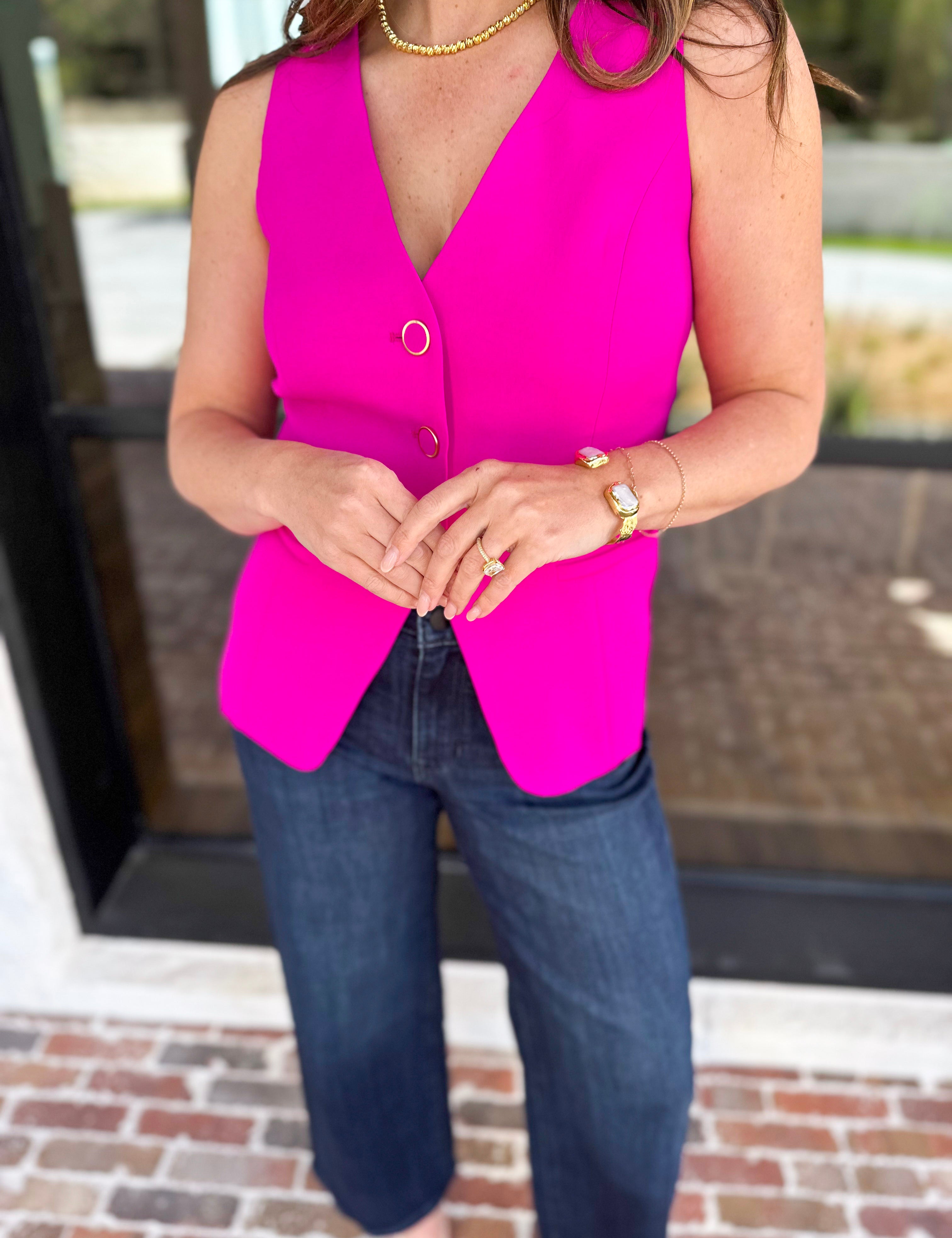 The It Girl Vest - Hot Pink-600 Outerwear-SKIES ARE BLUE-July & June Women's Fashion Boutique Located in San Antonio, Texas