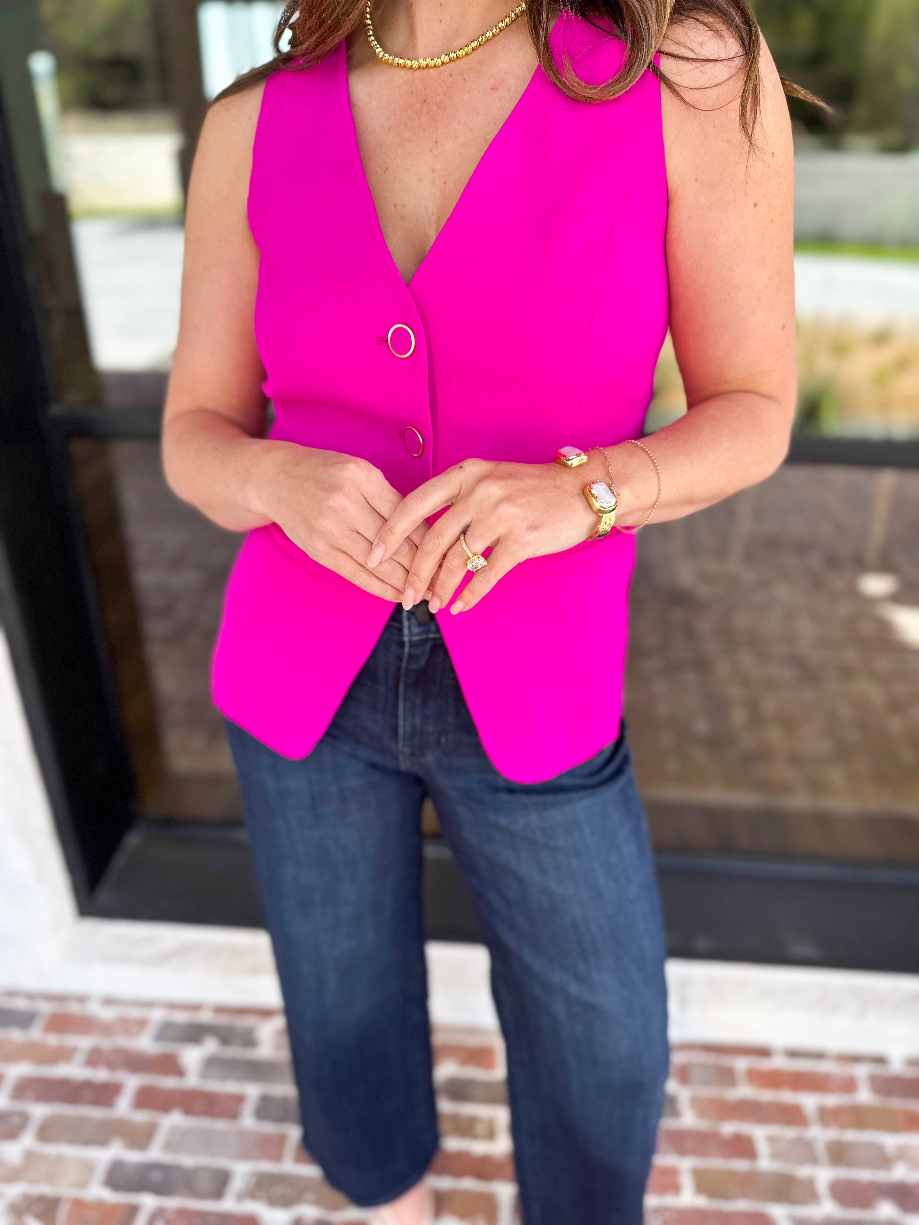 The It Girl Vest - Hot Pink-600 Outerwear-SKIES ARE BLUE-July & June Women's Fashion Boutique Located in San Antonio, Texas