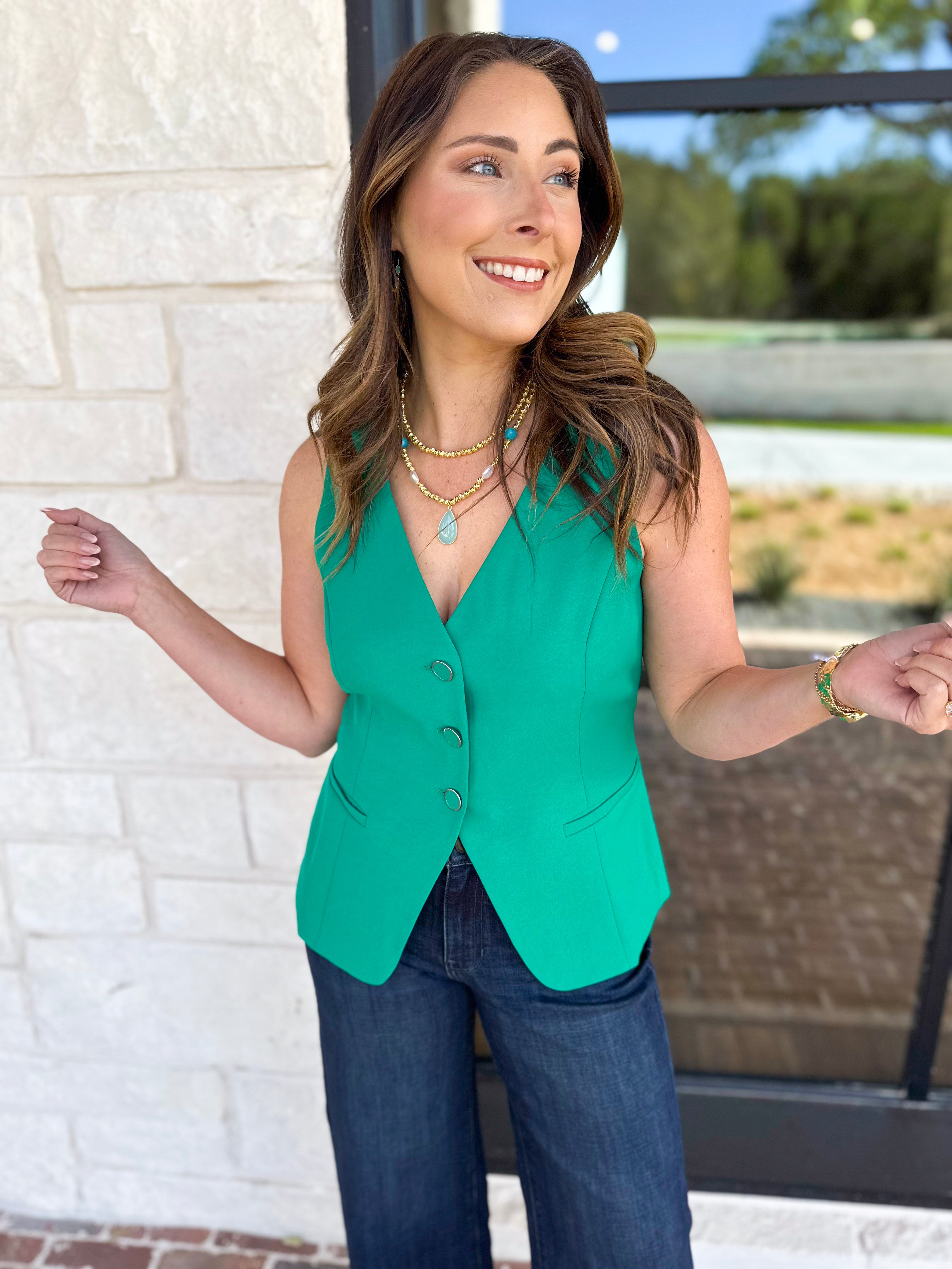The It Girl Vest - Kelly Green-600 Outerwear-SKIES ARE BLUE-July & June Women's Fashion Boutique Located in San Antonio, Texas