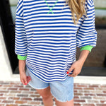 Royal Stripe Tee-210 Casual Blouses-JODIFL-July & June Women's Fashion Boutique Located in San Antonio, Texas