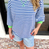 Royal Stripe Tee-210 Casual Blouses-JODIFL-July & June Women's Fashion Boutique Located in San Antonio, Texas
