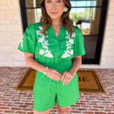 Girls Night Romper - Kelly Green-510 Mini-JODIFL-July & June Women's Fashion Boutique Located in San Antonio, Texas