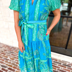 Current Air - Blue Tide Floral Midi Dress-500 Midi-CURRENT AIR CLOTHING-July & June Women's Fashion Boutique Located in San Antonio, Texas