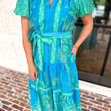 Current Air - Blue Tide Floral Midi Dress-500 Midi-CURRENT AIR CLOTHING-July & June Women's Fashion Boutique Located in San Antonio, Texas