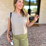 Short Sleeve Everyday Cardigan - Taupe-230 Sweaters/Cardis-DOUBLE ZERO-July & June Women's Fashion Boutique Located in San Antonio, Texas