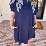 The Coastal Embroidered Mini Dress - Navy-510 Mini-JODIFL-July & June Women's Fashion Boutique Located in San Antonio, Texas