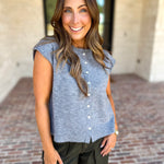 Short Sleeve Everyday Cardigan - Heather Gray-230 Sweaters/Cardis-DOUBLE ZERO-July & June Women's Fashion Boutique Located in San Antonio, Texas