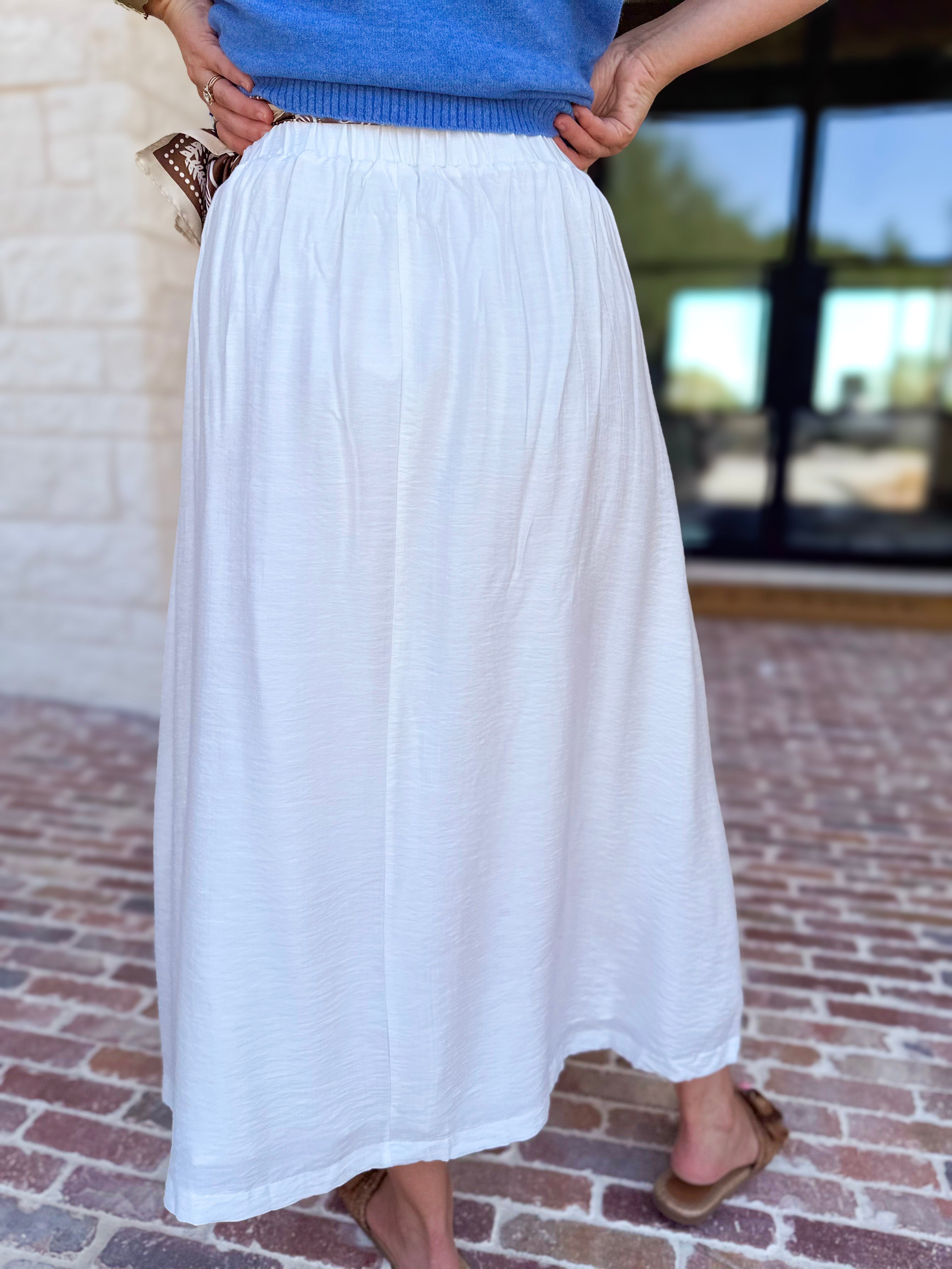 Closet Staple White Midi Skirt-410 Shorts/Skirts-STYLE USA-July & June Women's Fashion Boutique Located in San Antonio, Texas