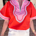 THML - Sunburst & Pink Blouse-200 Fashion Blouses-THML-July & June Women's Fashion Boutique Located in San Antonio, Texas