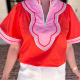 THML - Sunburst & Pink Blouse-200 Fashion Blouses-THML-July & June Women's Fashion Boutique Located in San Antonio, Texas