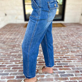 Vervet - High Rise Utility Cropped Jeans-420 Denim-VEVERT BY FLYING MONKEY-July & June Women's Fashion Boutique Located in San Antonio, Texas