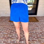 The It Girl Trouser Shorts - Electric Blue-410 Shorts/Skirts-SKIES ARE BLUE-July & June Women's Fashion Boutique Located in San Antonio, Texas