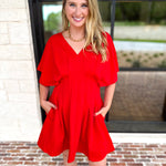 Elevated Chic Red Mini Dress-510 Mini-ENTRO-July & June Women's Fashion Boutique Located in San Antonio, Texas
