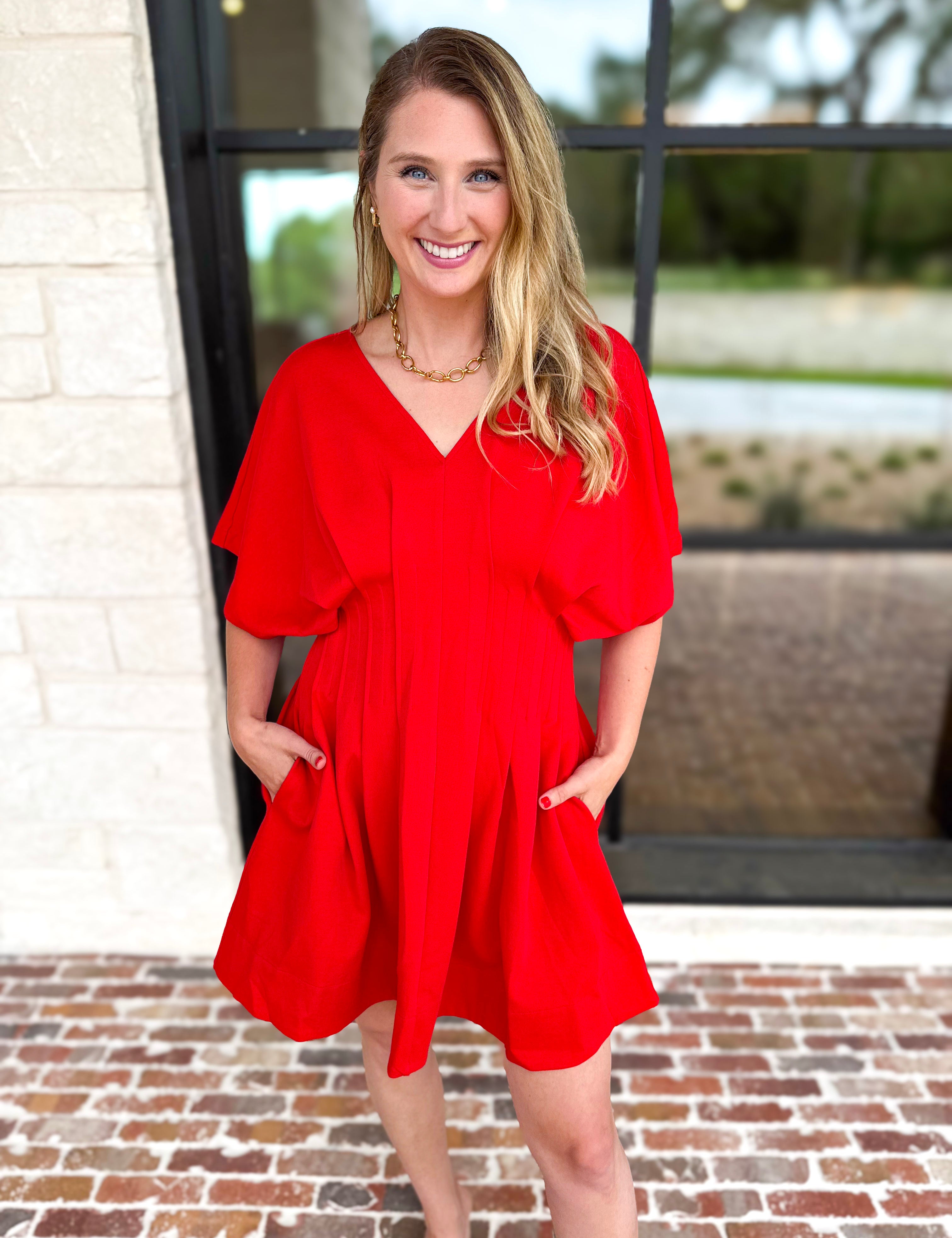 Elevated Chic Red Mini Dress-510 Mini-ENTRO-July & June Women's Fashion Boutique Located in San Antonio, Texas