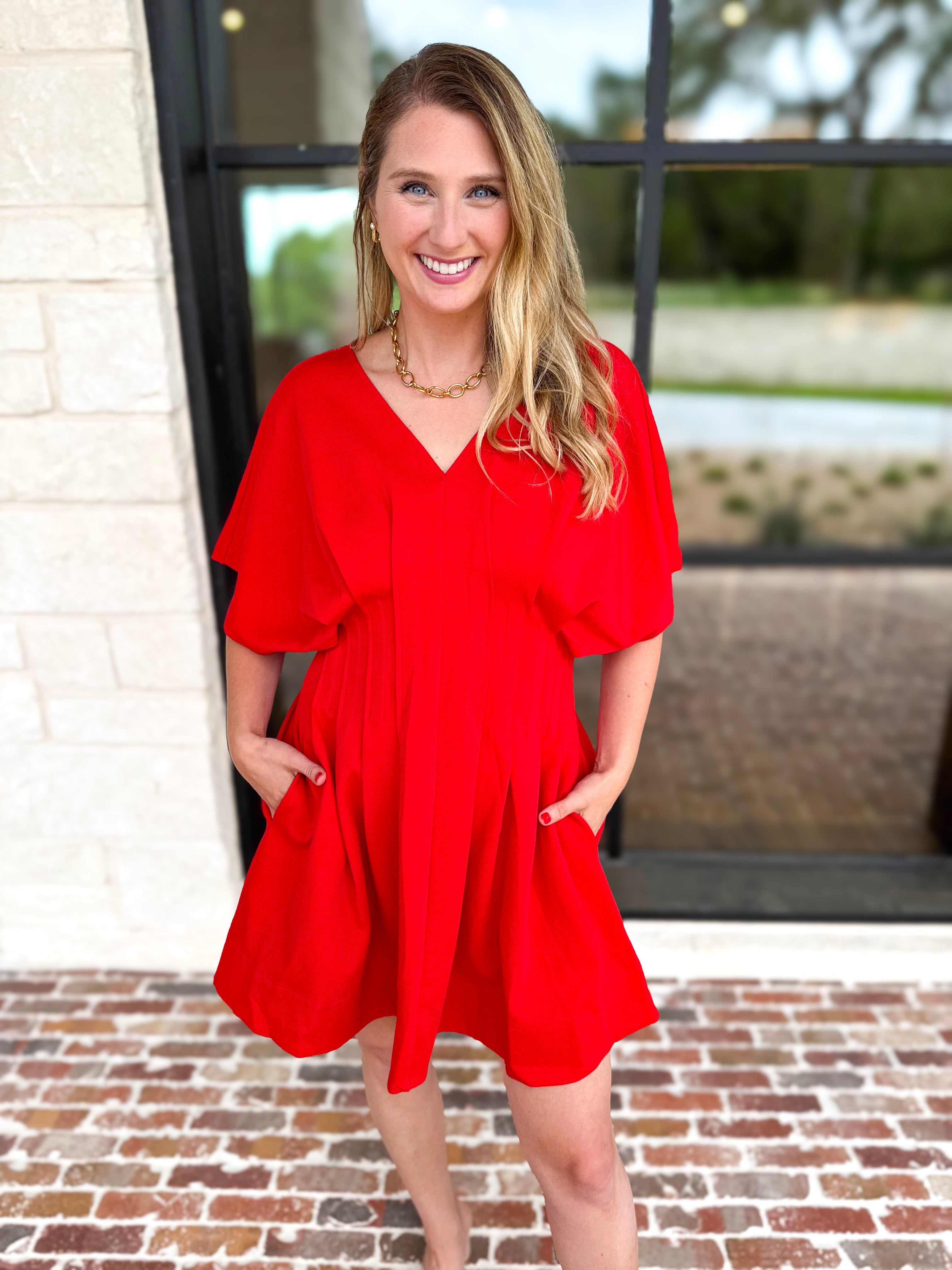 Elevated Chic Red Mini Dress-510 Mini-ENTRO-July & June Women's Fashion Boutique Located in San Antonio, Texas