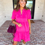 Mary Square - Soft Suede Mini Dress - Hot Pink-510 Mini-MARY SQUARE-July & June Women's Fashion Boutique Located in San Antonio, Texas