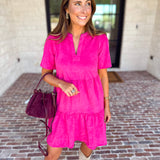 Mary Square - Soft Suede Mini Dress - Hot Pink-510 Mini-MARY SQUARE-July & June Women's Fashion Boutique Located in San Antonio, Texas