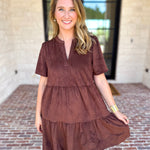Mary Square - Soft Suede Mini Dress - Coffee-510 Mini-MARY SQUARE-July & June Women's Fashion Boutique Located in San Antonio, Texas