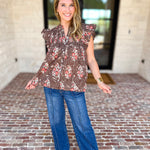 THML - Maison Autumn Floral Blouse-200 Fashion Blouses-THML-July & June Women's Fashion Boutique Located in San Antonio, Texas