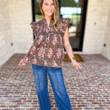THML - Maison Autumn Floral Blouse-200 Fashion Blouses-THML-July & June Women's Fashion Boutique Located in San Antonio, Texas